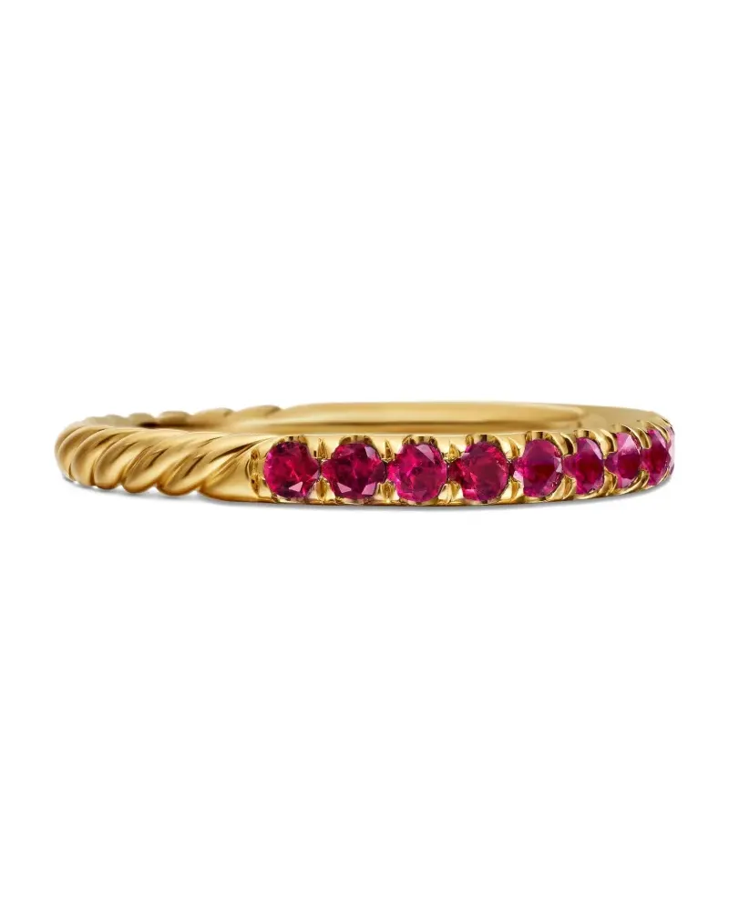 David Yurman 18kt Cable Collectibles Gelbgoldring mit Rubin 2mm Gold