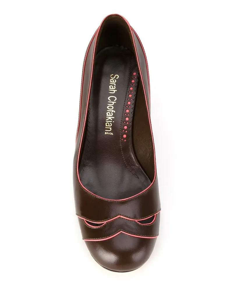 Sarah Chofakian Pumps mit Kontrastpaspelierung - Braun Braun