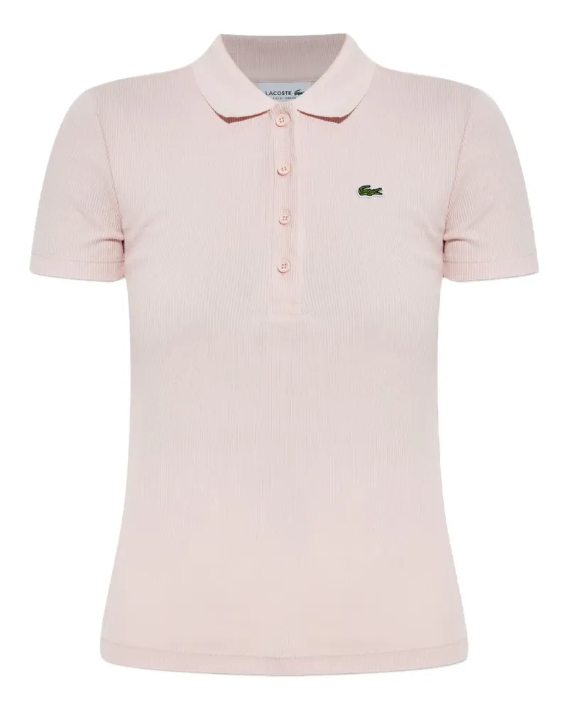 Lacoste Geripptes Poloshirt - Rosa Rosa