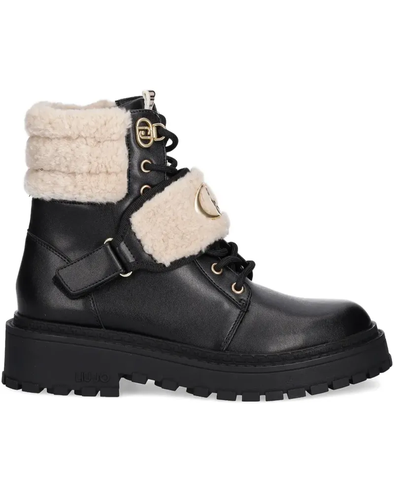 Liu Jo faux fur-trim combat boots - Schwarz Schwarz