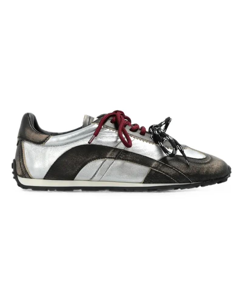 Dsquared2 DC-642 distressed metallic leather sneakers - Silber Silber