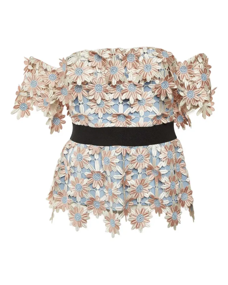 Self-Portrait floral-appliqué blouse - Rosa Rosa