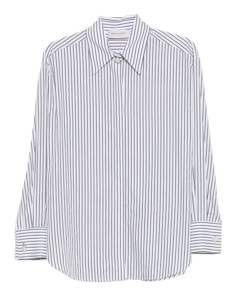 Ermanno Scervino pearl-embellished striped shirt - Weiß Weiß