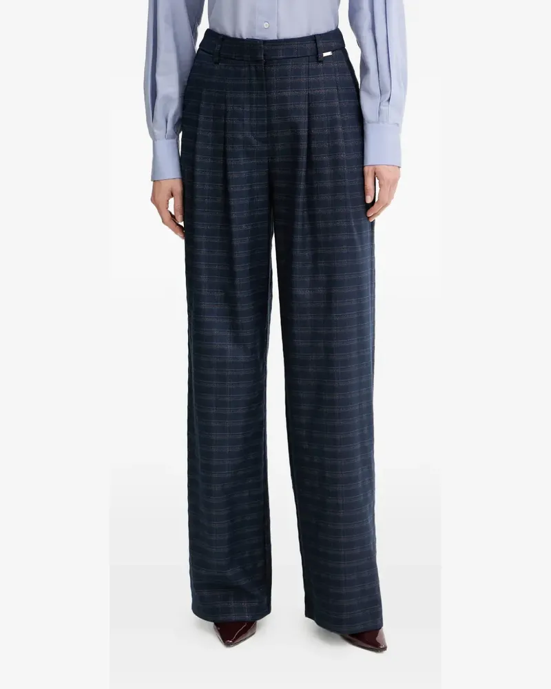 Fracomina pleated check trousers - Blau Blau
