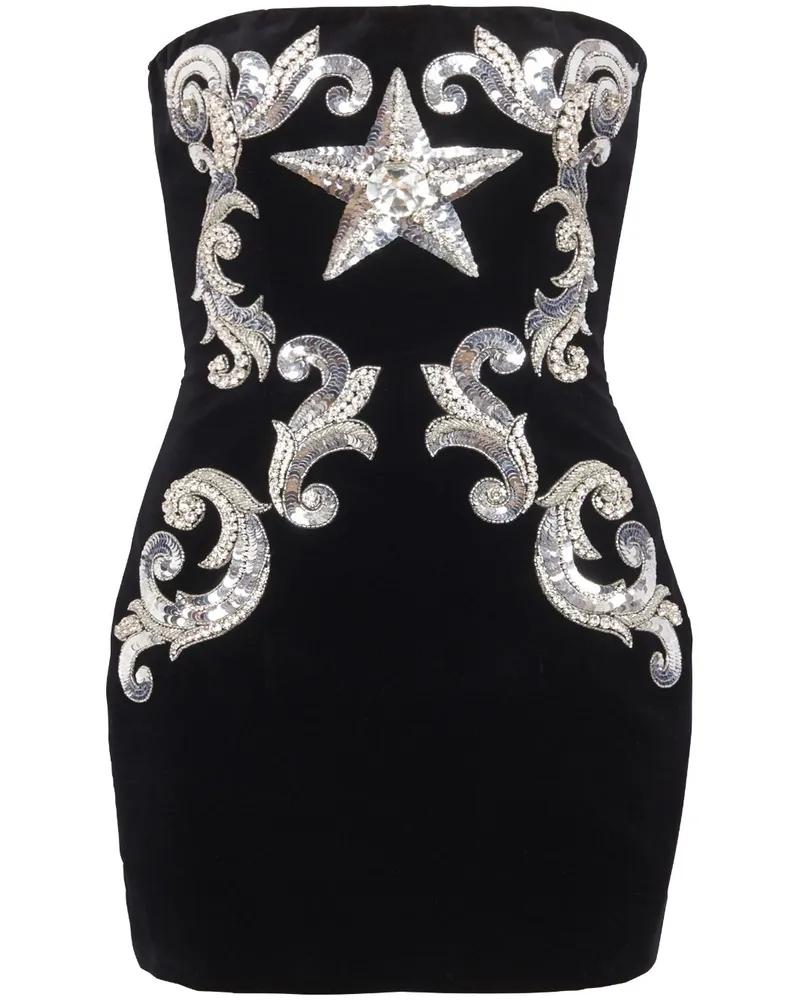 Balmain Besticktes Minikleid - Schwarz Schwarz