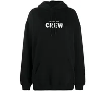 Crew' Oversized-Kapuzenpullover mit Print - Schwarz