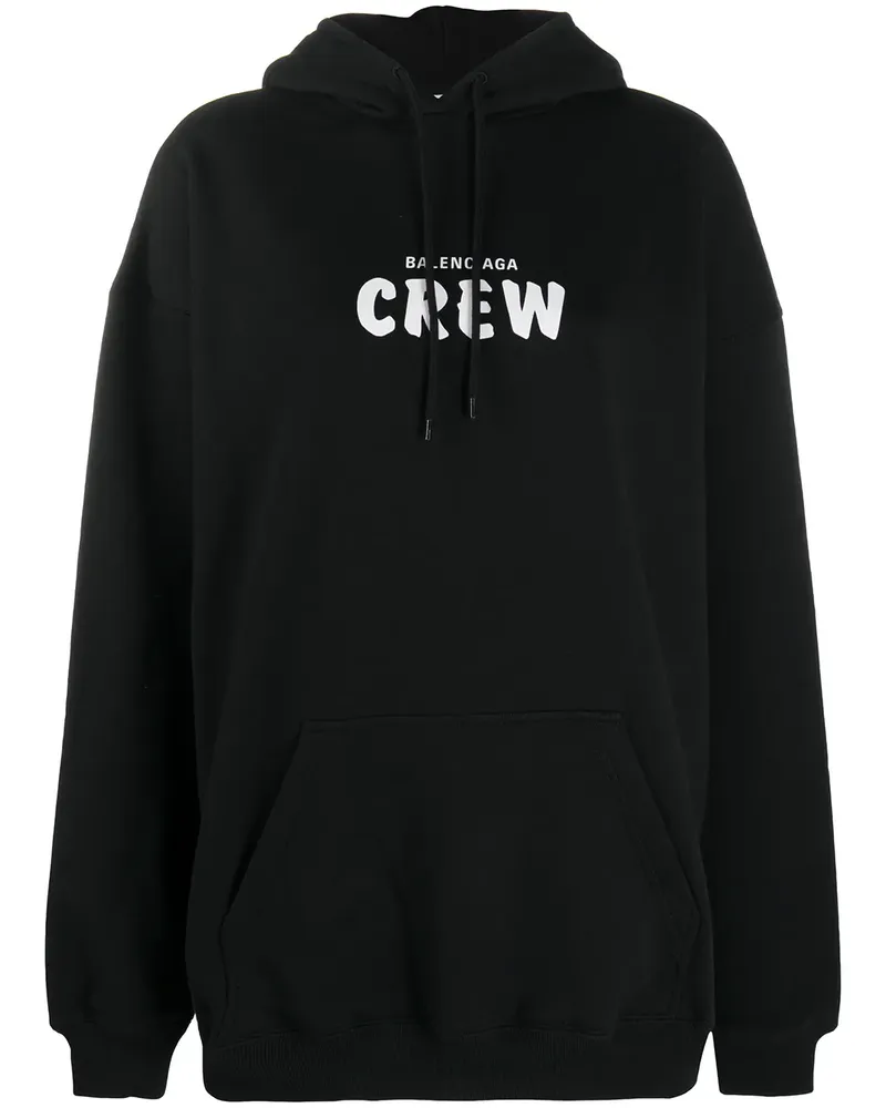 Balenciaga Crew' Oversized-Kapuzenpullover mit Print - Schwarz Schwarz