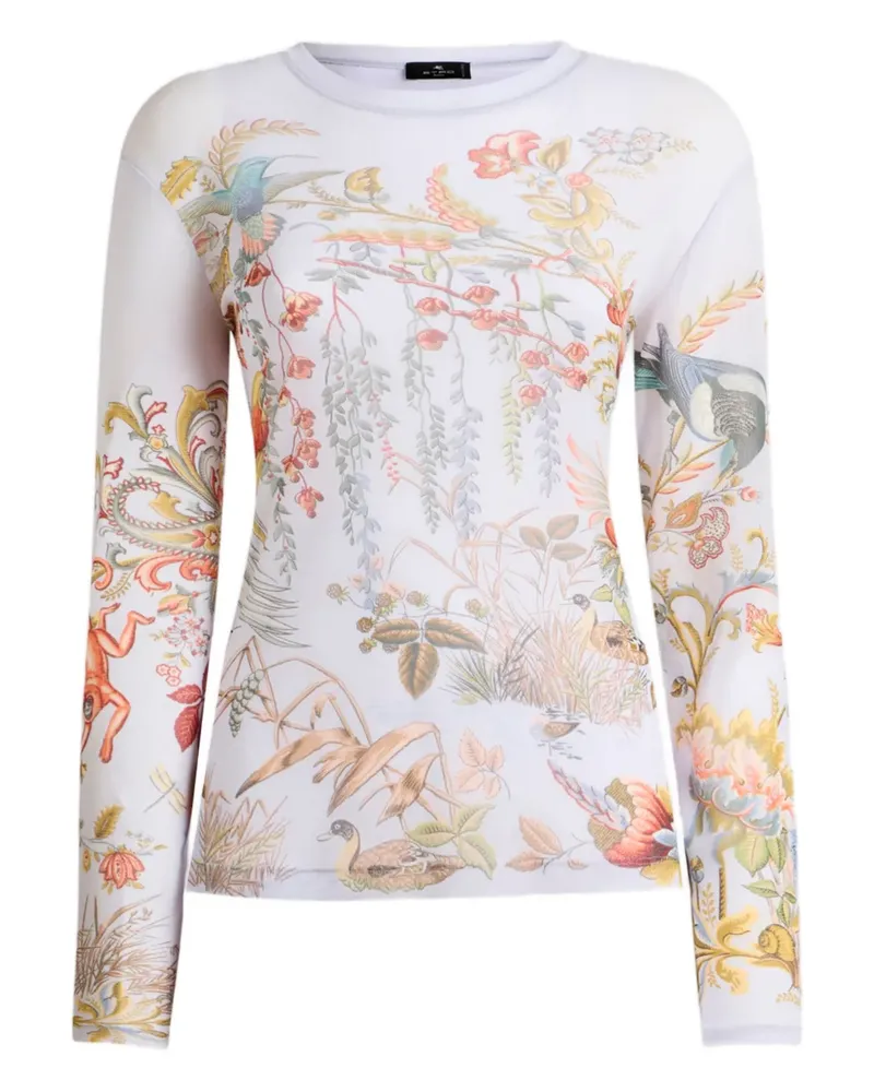 Etro Oberteil mit Flora-und-Fauna-Motiv - Weiß Weiß