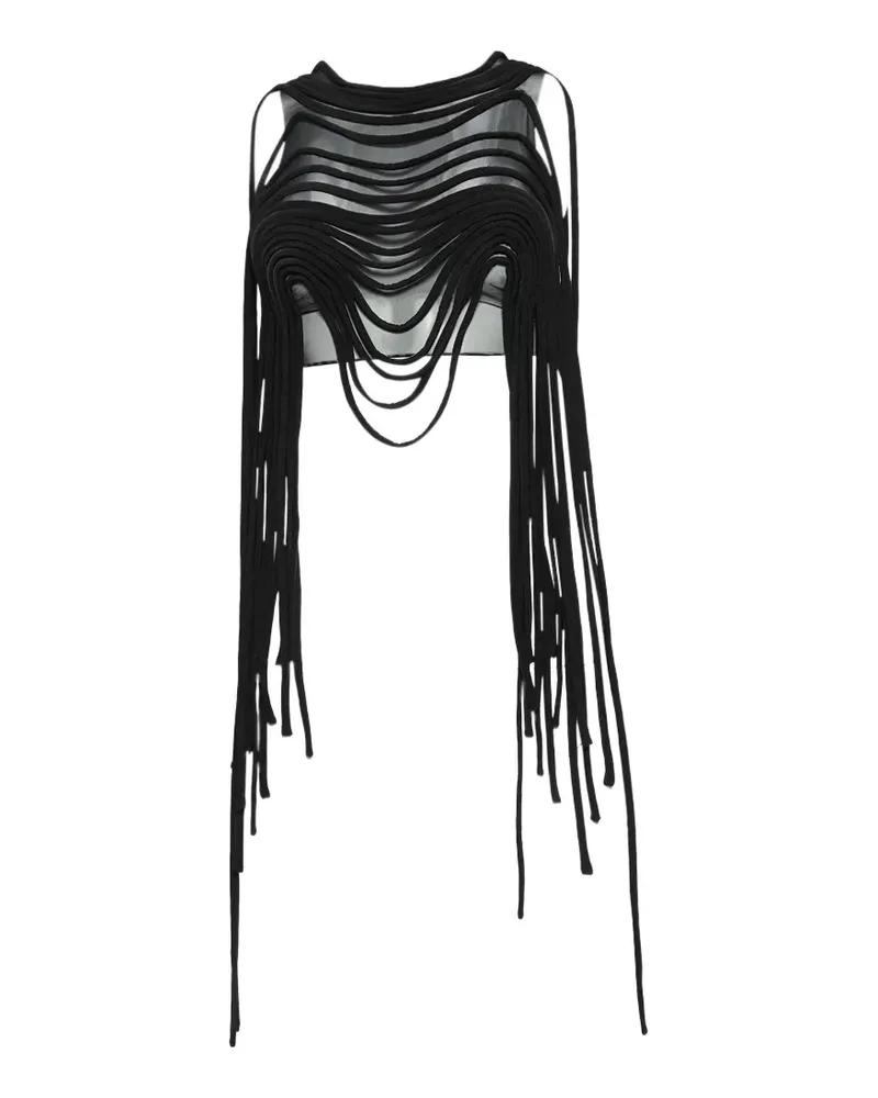 DI PETSA Unravelling fringed crop top - Schwarz Schwarz