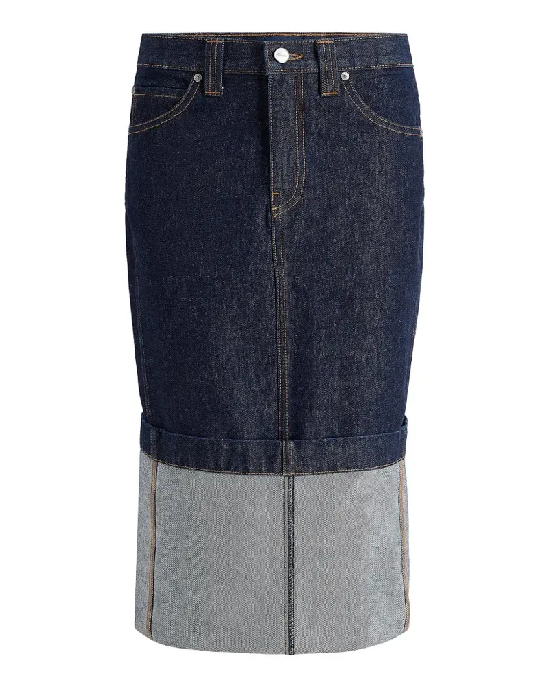 KHAITE Zweifarbiger Kilian Jeans-Midirock - Blau Blau