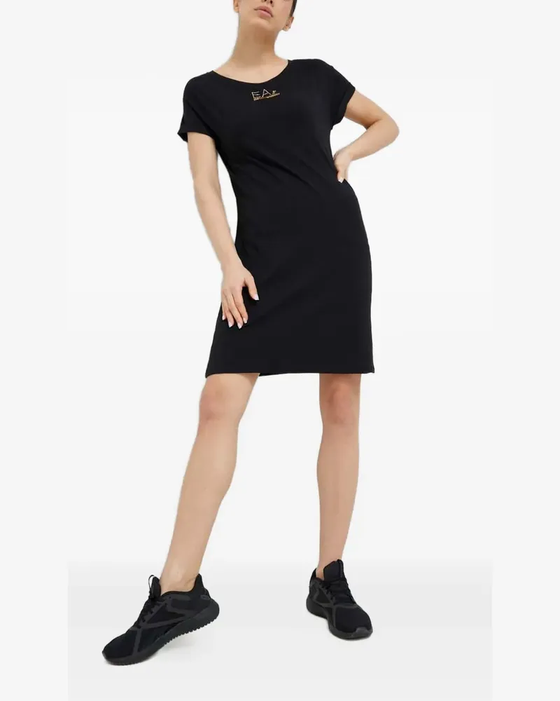 EA7 Kurzärmeliges Kleid mit Logo - Schwarz Schwarz