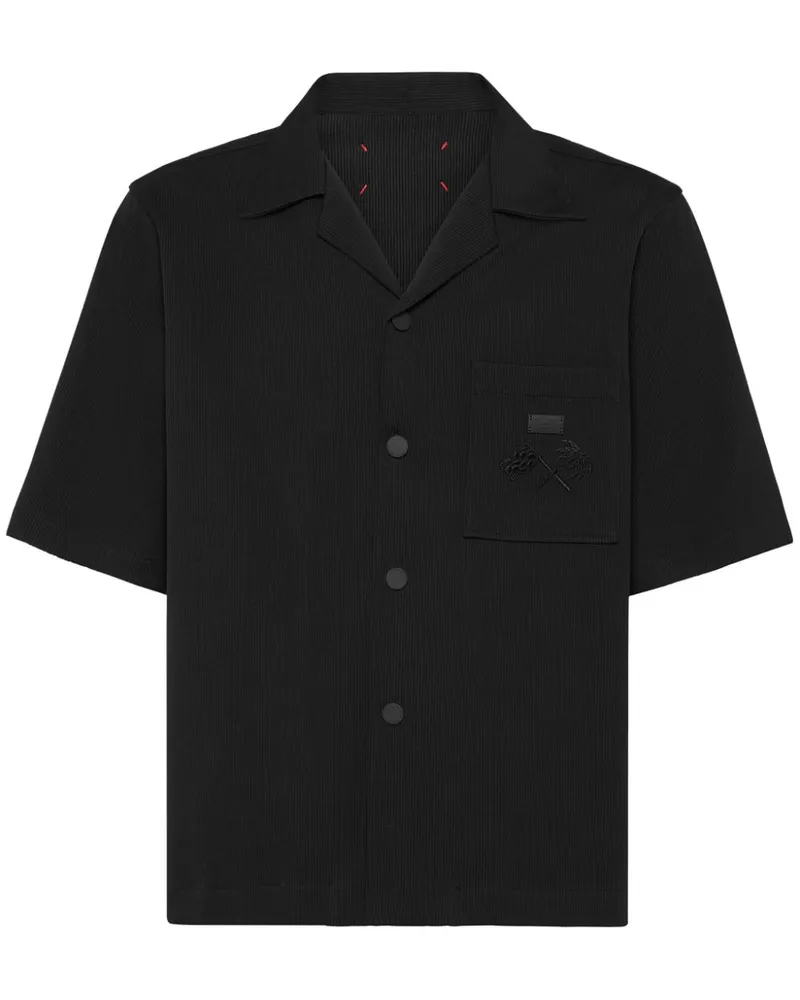 Philipp Plein Geripptes Bowlinghemd - Schwarz Schwarz