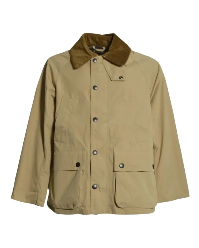 Barbour corduroy-collar wax-effect coat - Nude Nude