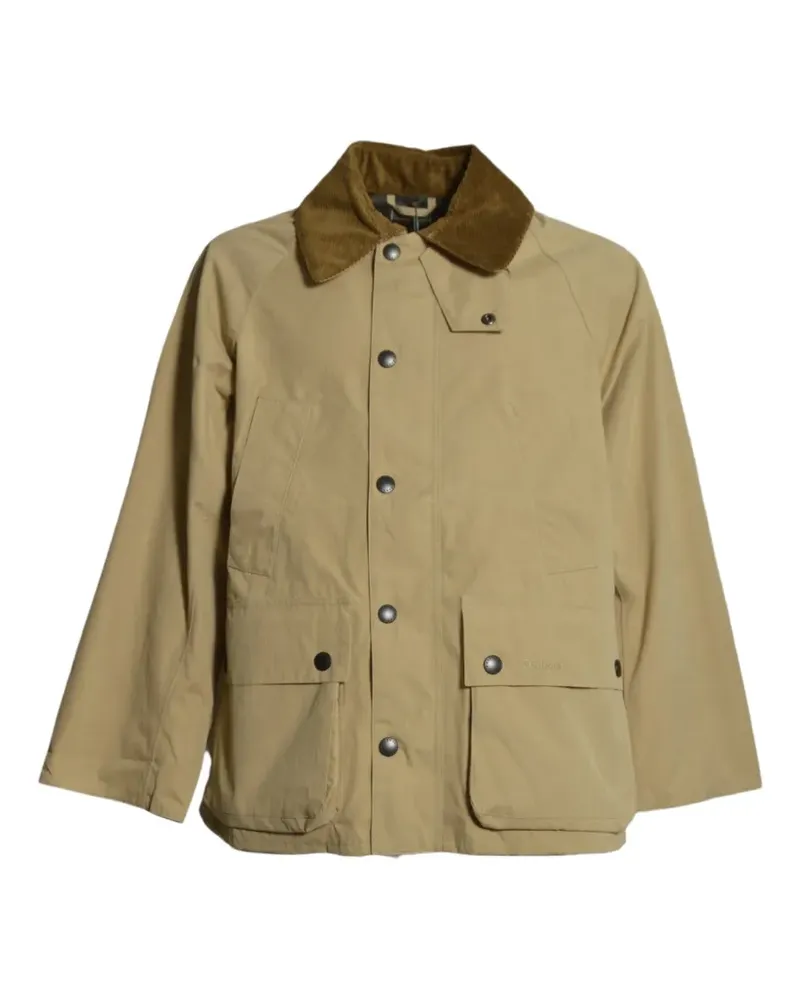Barbour corduroy-collar wax-effect coat - Nude Nude