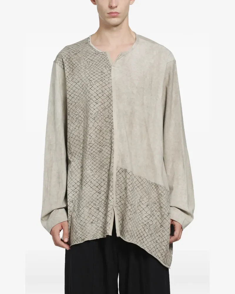 Ziggy Chen T-Shirt mit Siebdruck und V-Ausschnitt - Nude Nude