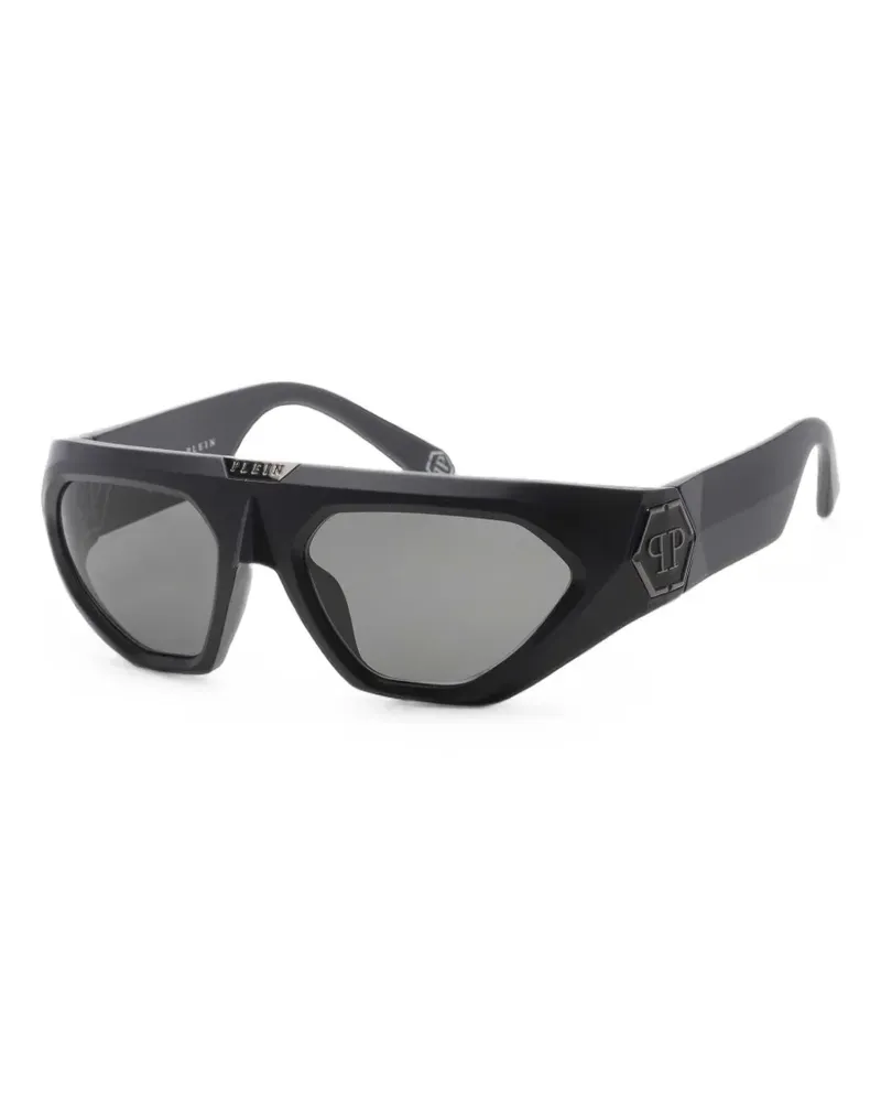 Philipp Plein Sonnenbrille mit geometrischem Gestell - Schwarz Schwarz