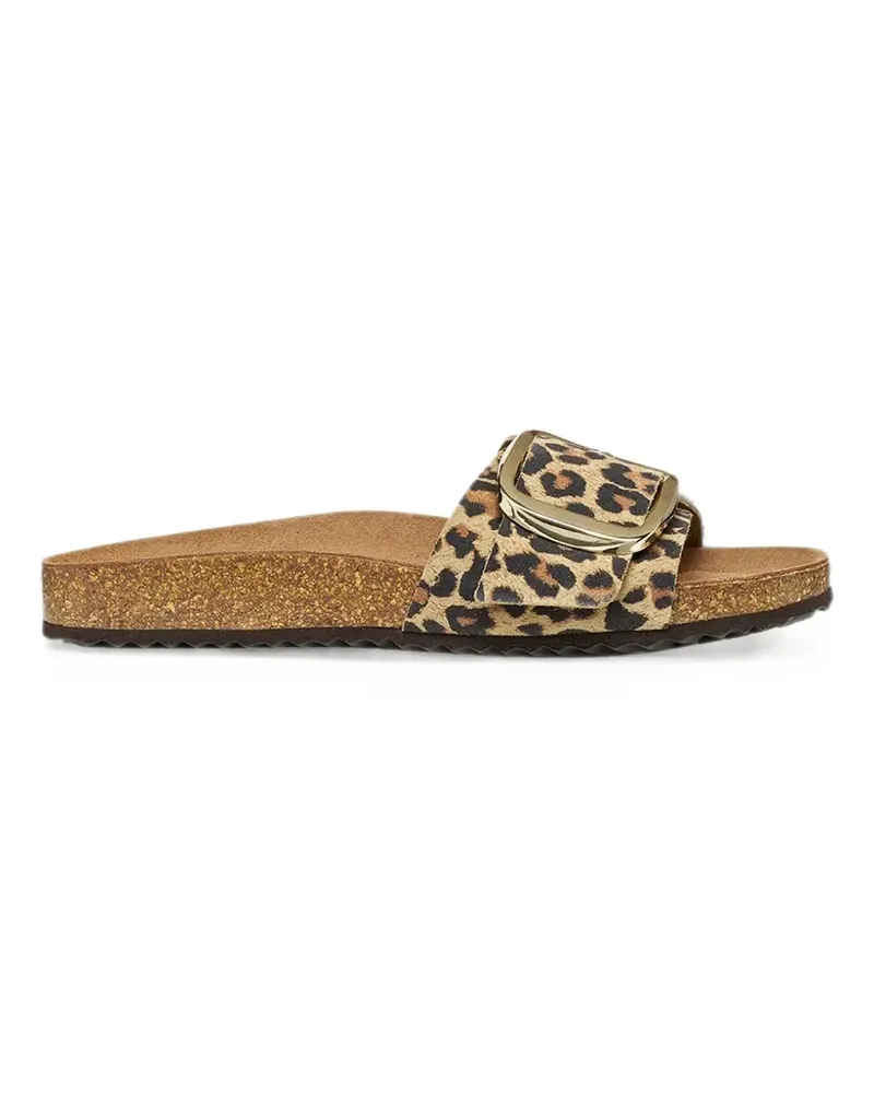 Geox Brionia R leopard-print buckle-detail slides - Braun Braun