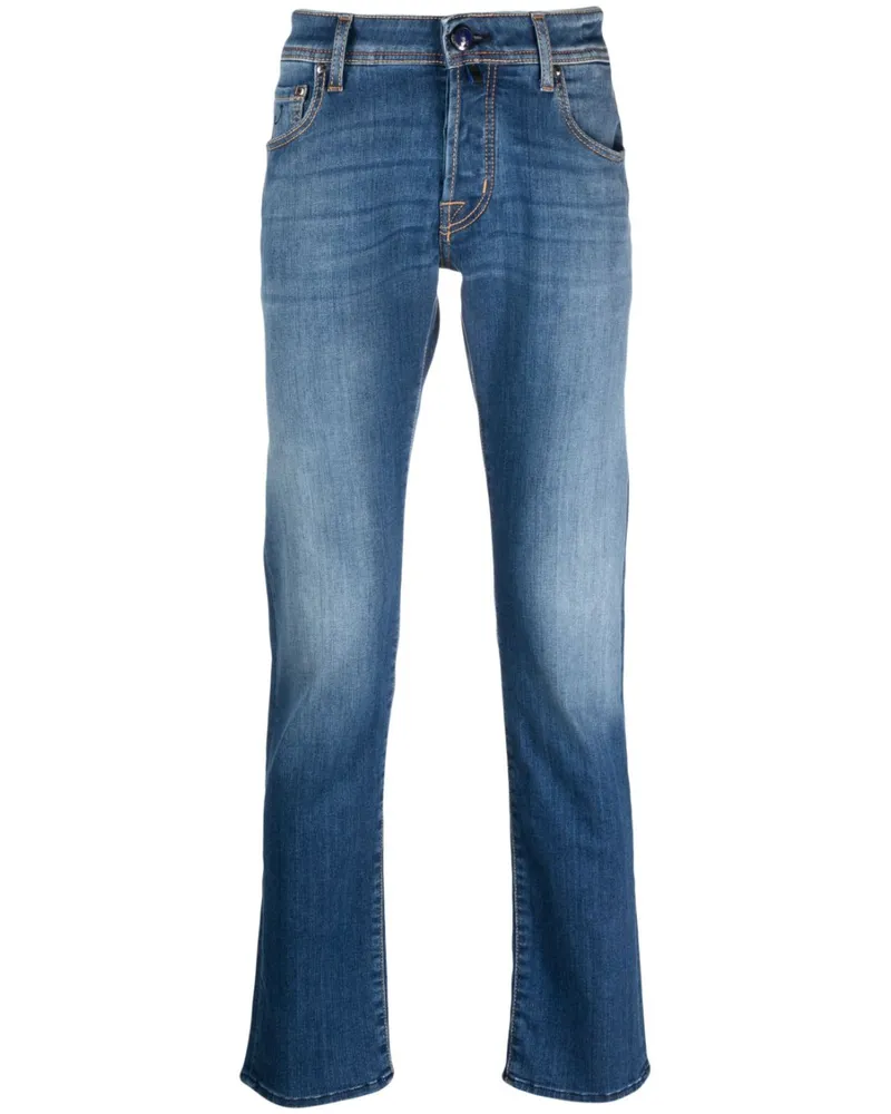 Jacob Cohën Halbhohe Slim-Fit-Jeans - Blau Blau