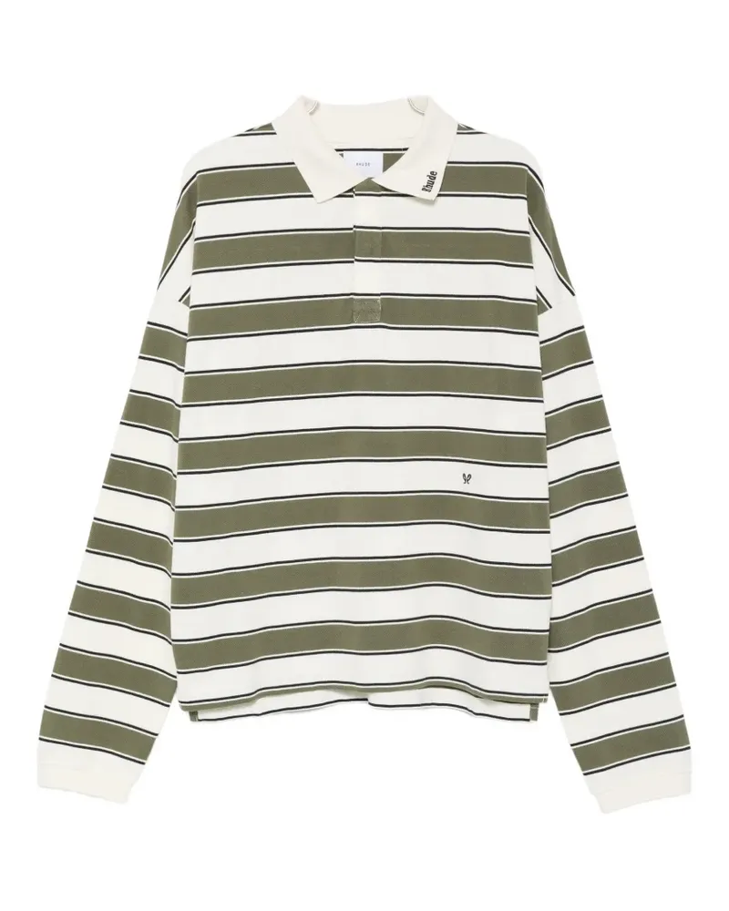RHUDE horizontal-stripe long-sleeve polo shirt - Grün Grün