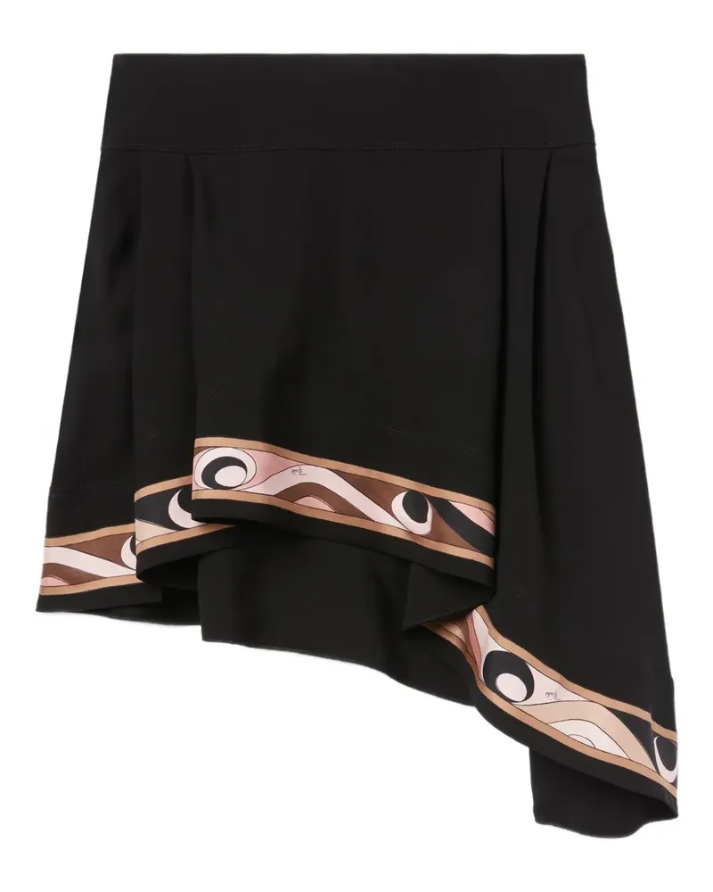 Emilio Pucci Asymmetrischer Minirock mit Print - Schwarz Schwarz