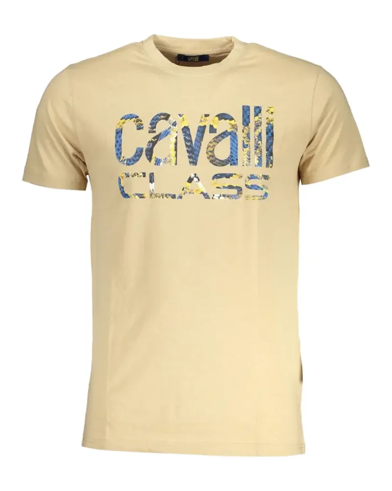 Roberto Cavalli logo-print crew-neck T-shirt - Nude Nude