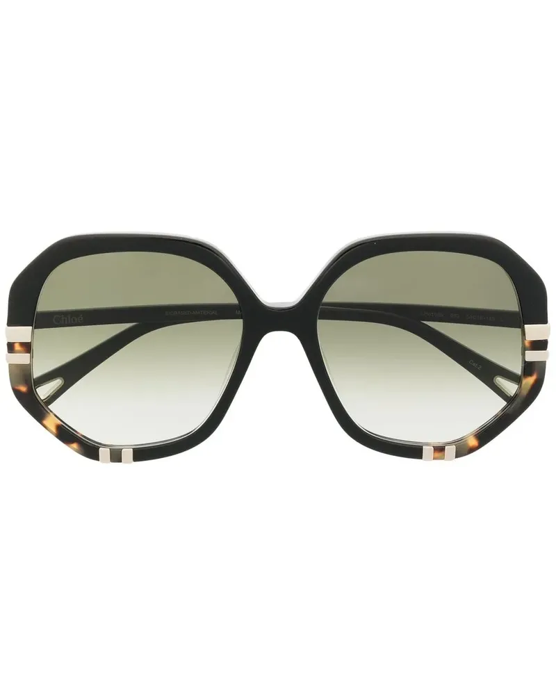 Chloé Runde Oversized-Sonnenbrille - Schwarz Schwarz