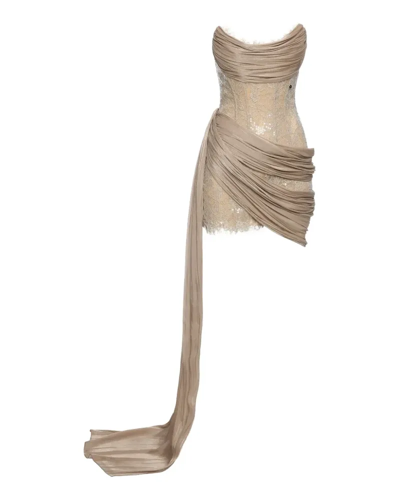 NISSA sequin-detail lace mini dress - Nude Nude