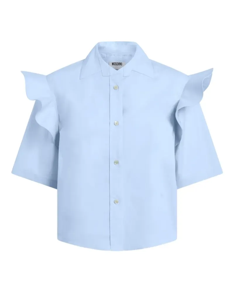 Moschino Kurzärmeliges Hemd mit Rüschen - Blau Blau