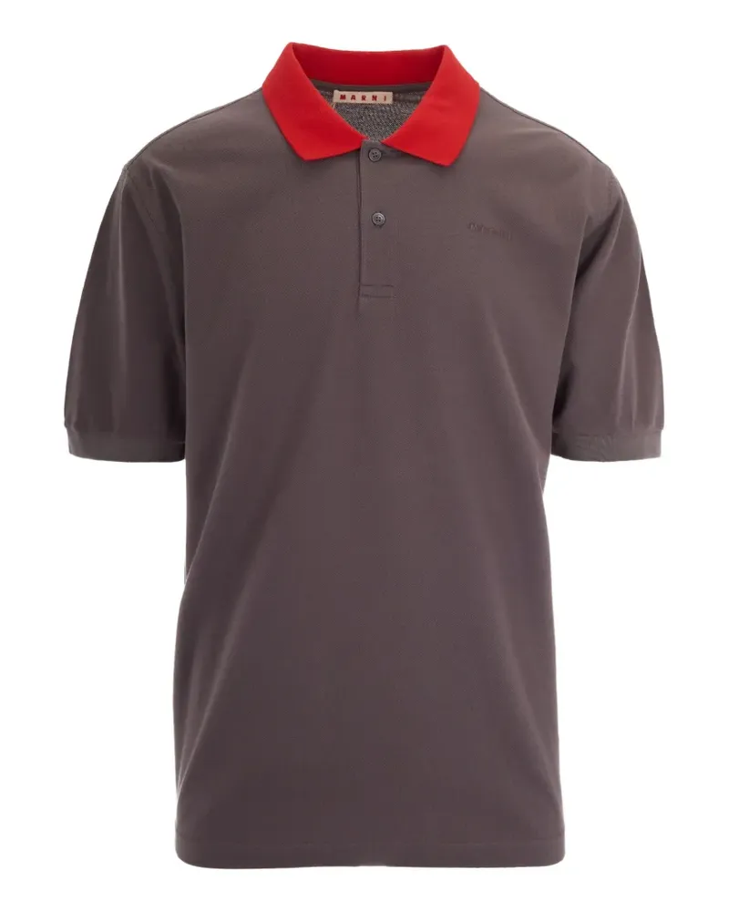 Marni contrast-collar piqué polo shirt - Braun Braun