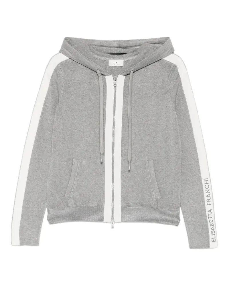 Elisabetta Franchi Hoodie mit Logo-Print und Seitenstreifen - Grau Grau