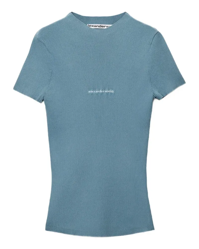 Alexander Wang jacquard logo short-sleeve crew-neck top - Blau Blau