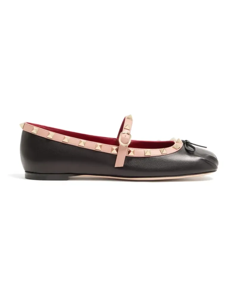 Valentino Garavani Mary-Jane Rockstud Ballerinas aus Nappaleder 05mm - Schwarz Schwarz