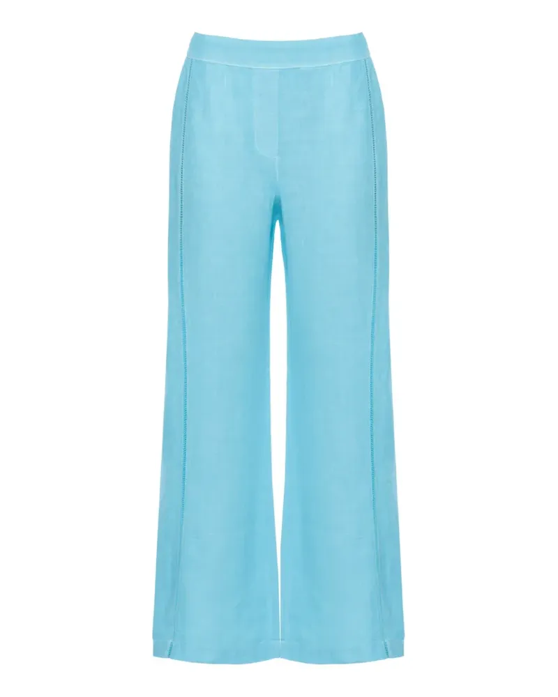 120% Lino ladder-stitch wide-leg trousers - Blau Blau