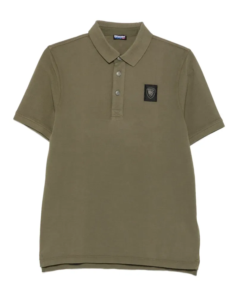 Blauer Poloshirt mit Logo-Patch - Grün Grün