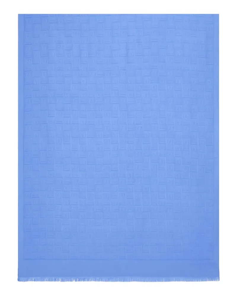 Ferragamo Jacquard-Schal mit Fransen - Blau Blau