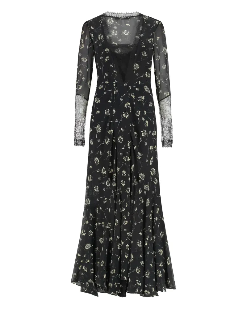Etro floral-print lace-trimmed maxi dress - Schwarz Schwarz