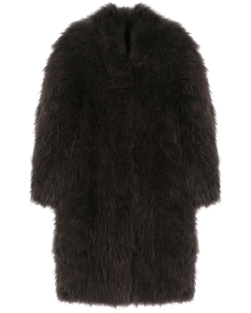 Liska Mantel mit Shearling - Braun Braun