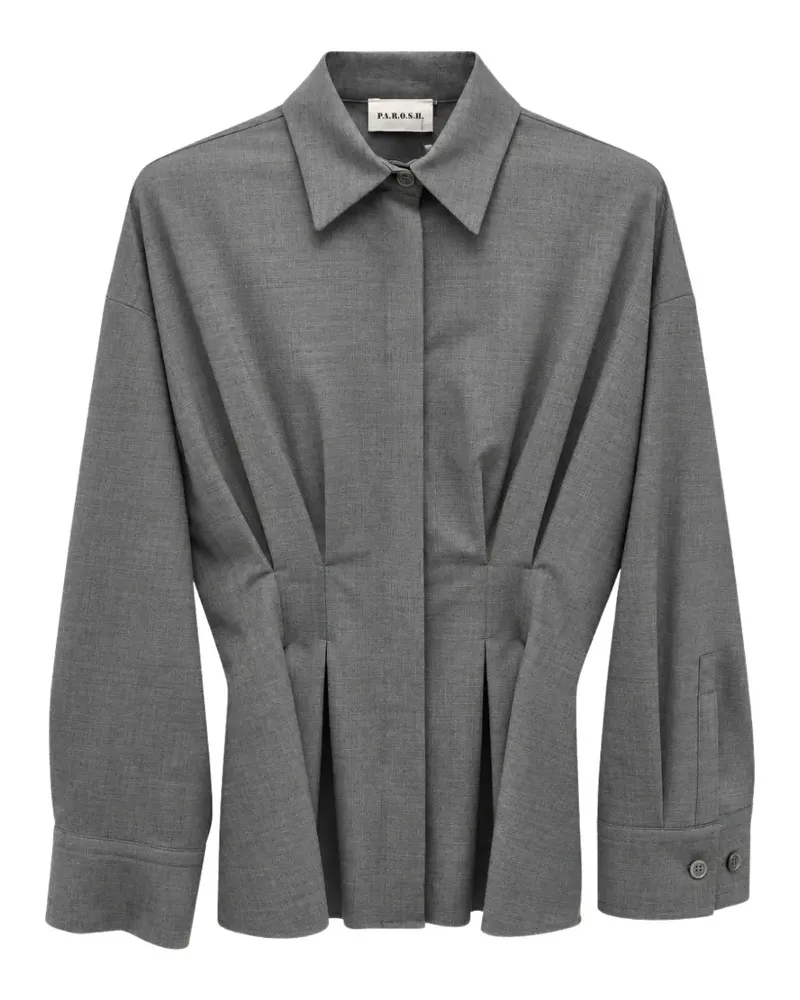 P.A.R.O.S.H. P.A.R.O H. Plissiertes Drop-Shoulder-Hemd - Grau Grau