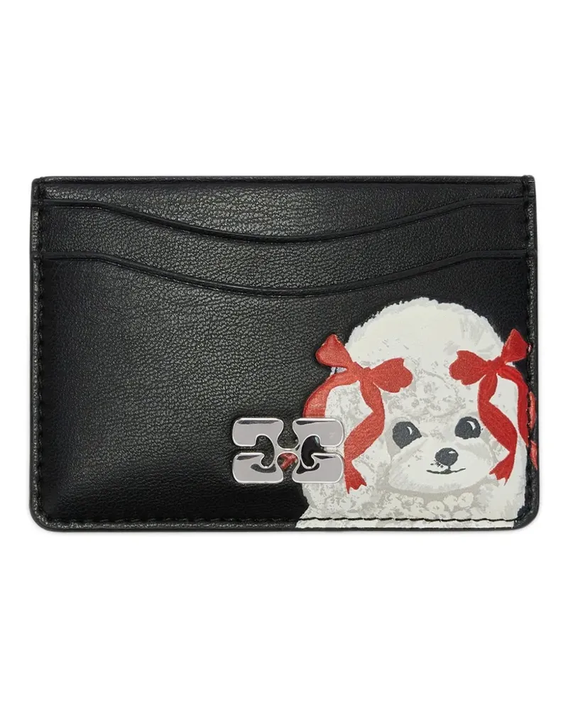 Ganni Kartenetui mit Hundeapplikation - Schwarz Schwarz