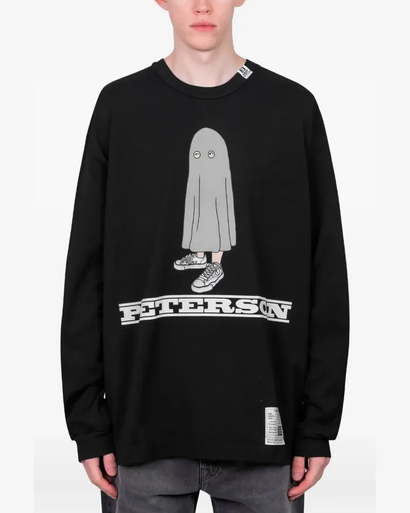 MIHARAYASUHIRO Langarmshirt mit grafischem Print - Schwarz Schwarz