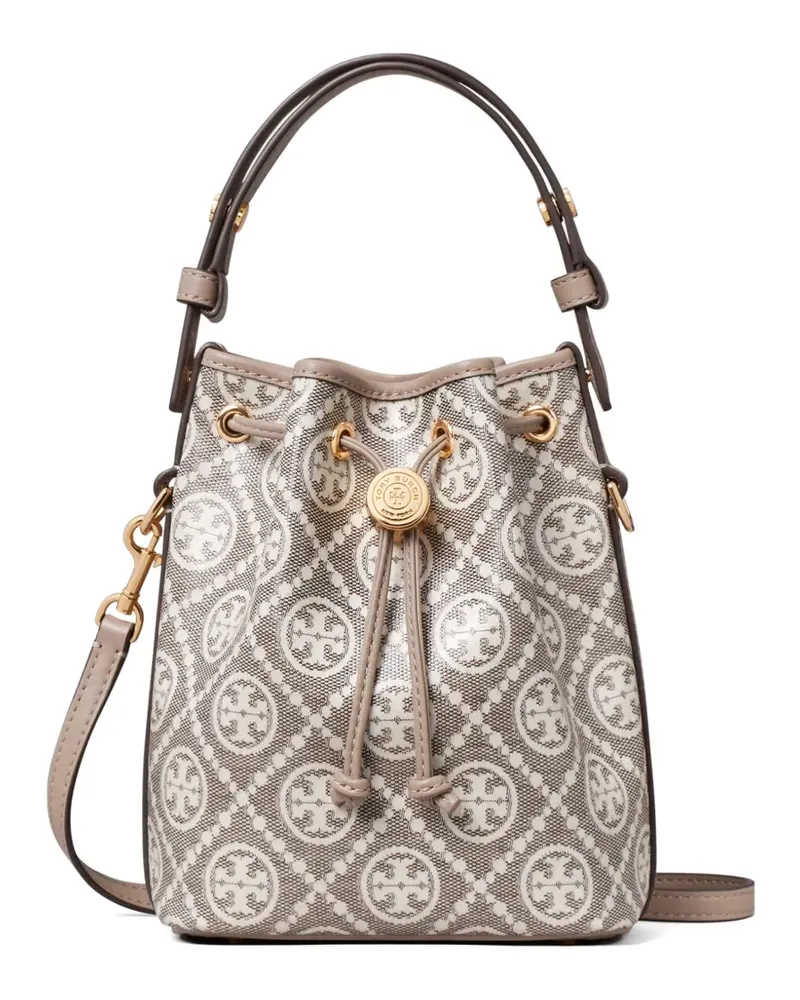 Tory Burch T Monogram coated-jacquard mini bucket bag - Grau Grau