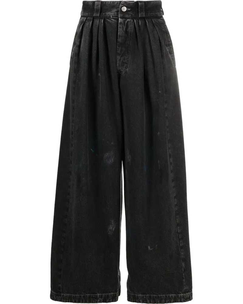 Maison Margiela Weite Jeans mit Farbklecks-Print - Schwarz Schwarz