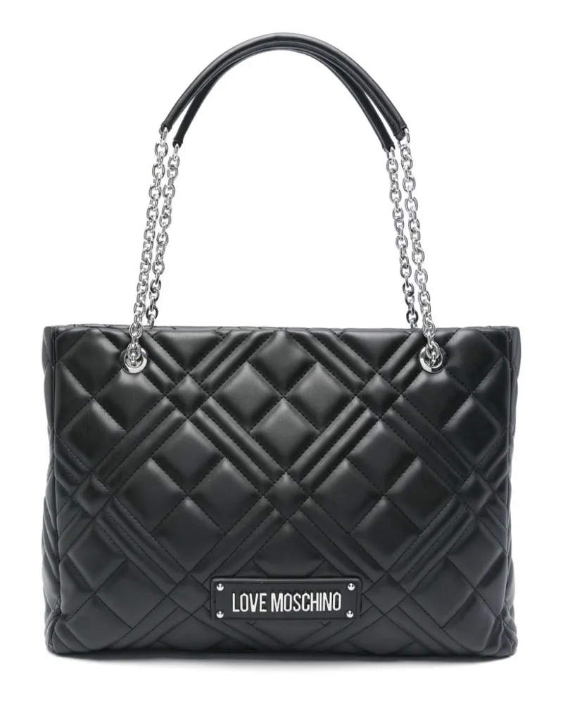 Moschino Gesteppte Handtasche mit Logo - Schwarz Schwarz
