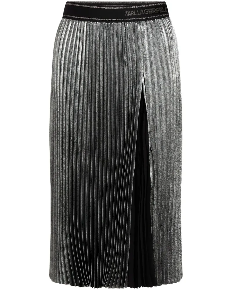 Karl Lagerfeld Metallic-Midirock mit Falten - Silber Silber