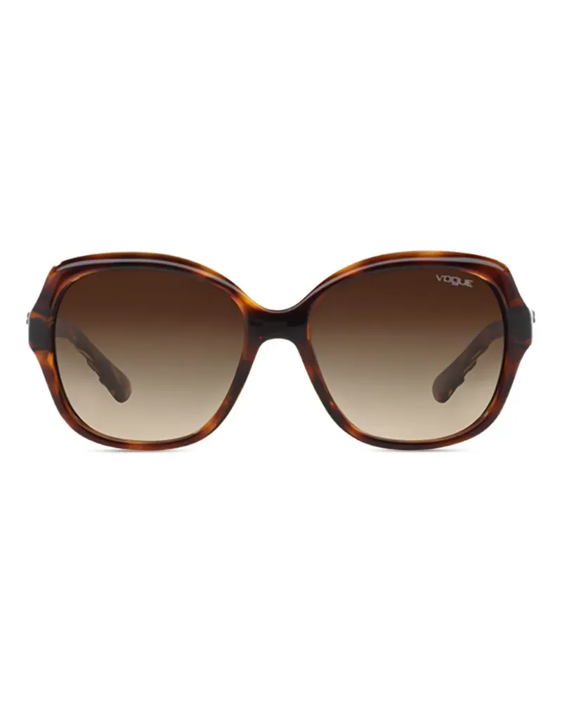 Vogue Gestreifte Dark Havana Sonnenbrille - Braun Braun