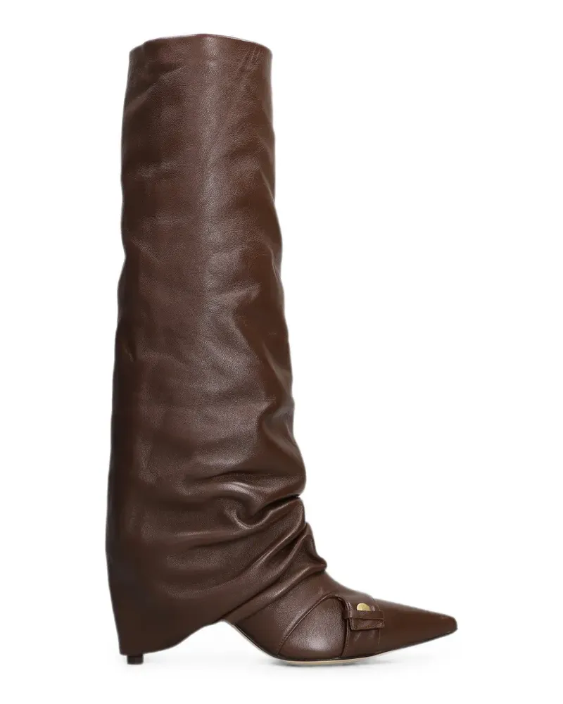 The Seller pointed-toe slouchy leather boots - Braun Braun