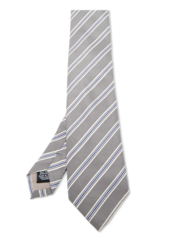 HUGO BOSS Pre-owned Seidenkrawatte mit Streifen - Grau Grau