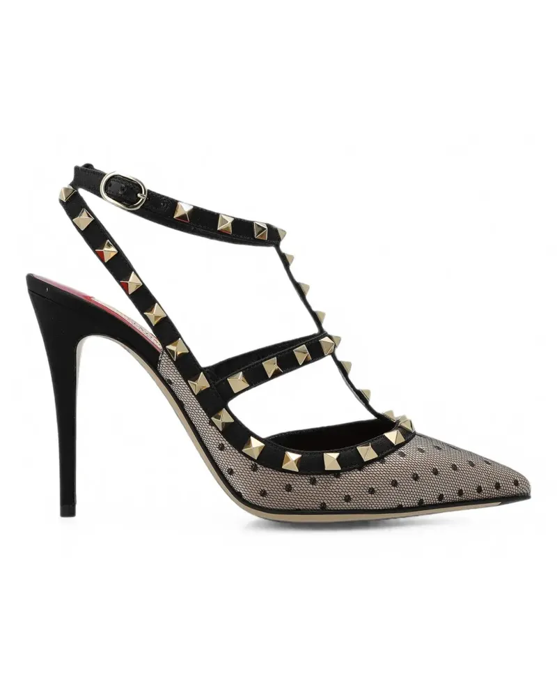Valentino Garavani Rockstud Pumps aus Mesh mit Polka-Dot-Muster - Schwarz Schwarz