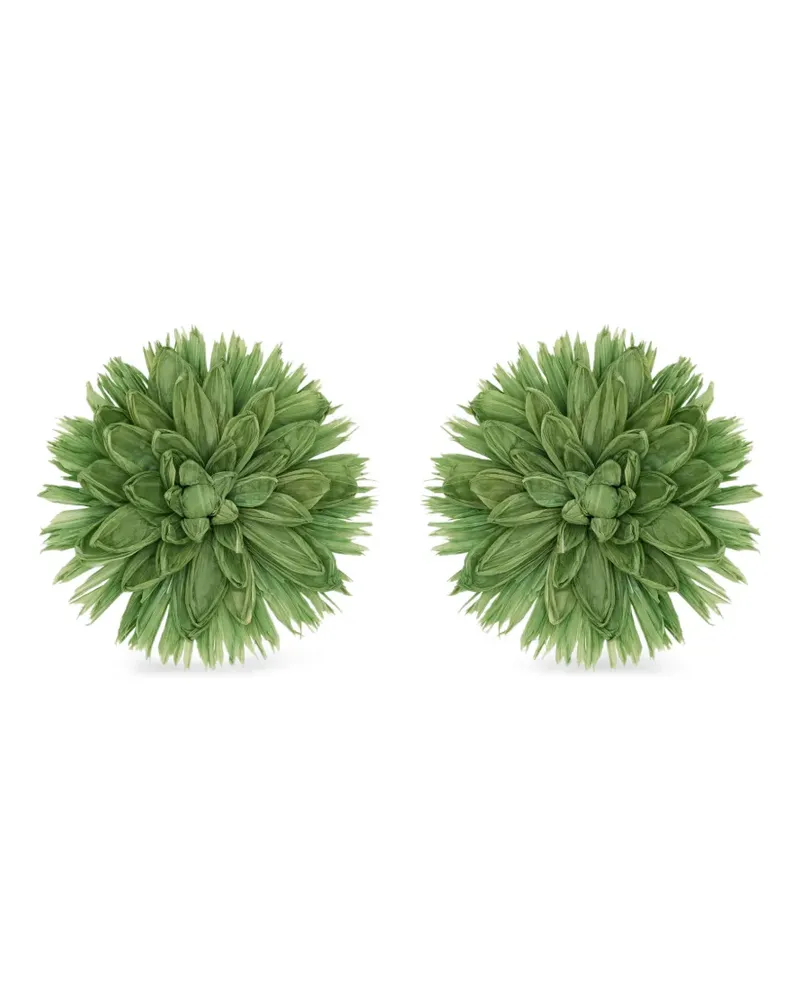 Oscar de la Renta Flower raffia earrings - Grün Grün