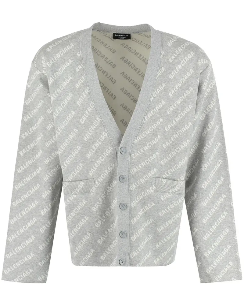 Balenciaga Cardigan mit Intarsien-Logo - Grau Grau